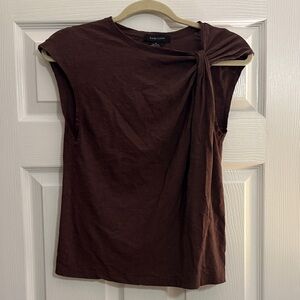 Sanctuary Brown Sleeveless Knot-Shoulder Tank